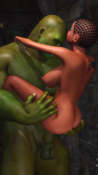Junge analsex-sklavin wird von einem großen grünen monster gefickt