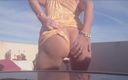 Gspot Productions: Fingering outside in the sun wearing a short jump suit