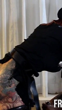 Officer Queen Rouge Sucks Huge Fat Black Cock
