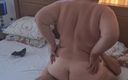 Busty granny: Big white ass granny on top