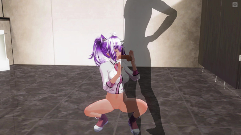 H3DC: 3D HENTAI. College girl sucks dick in the toilet