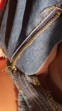 Rubbing My Clit Under Jeans Short Pants... During Watching TV at Home