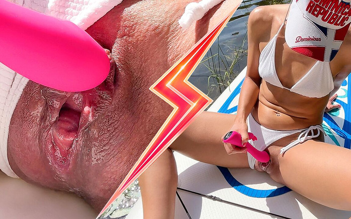 Alisa Lovely: 饥渴的阴户无法抗拒她的阴蒂上的振动器，并在户外高潮期间喷出