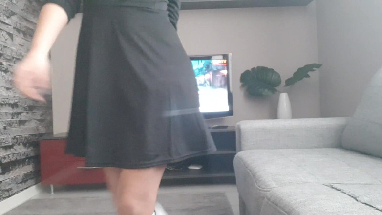 TheloveStory: Sexy blonde dancing and showing shaved pussy