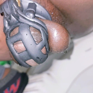 Sissy Slut Simran: Small Penis Pissing Thought Chastity Cage and Finger Ass Hole