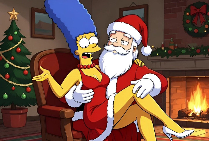 Octopussy Lovers Club: サンタクロースがクリスマスの日に既婚主婦のマージ・シンプソンとセックス