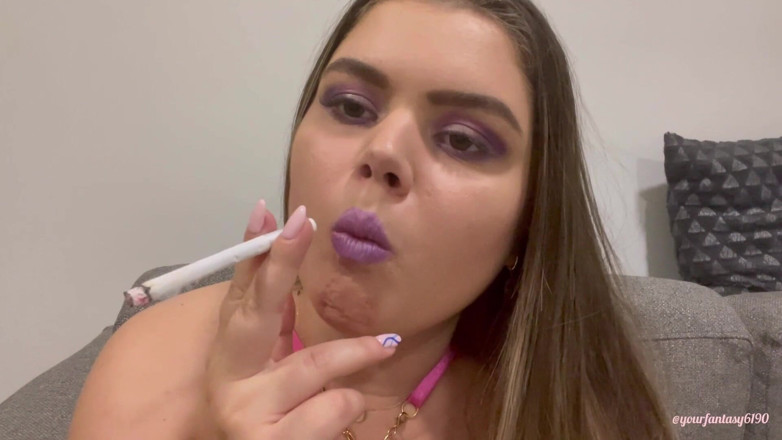 Your fantasy studio: Play with smoke with metallic purple lipstick