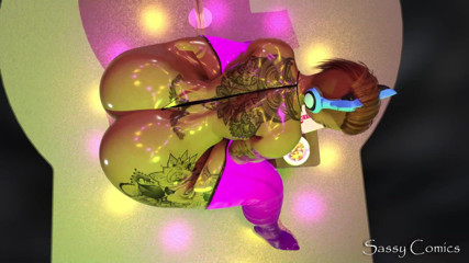 Sassy comics: Big Ass Dancer Rides Huge Dildo on stage - Anal 3D Animation