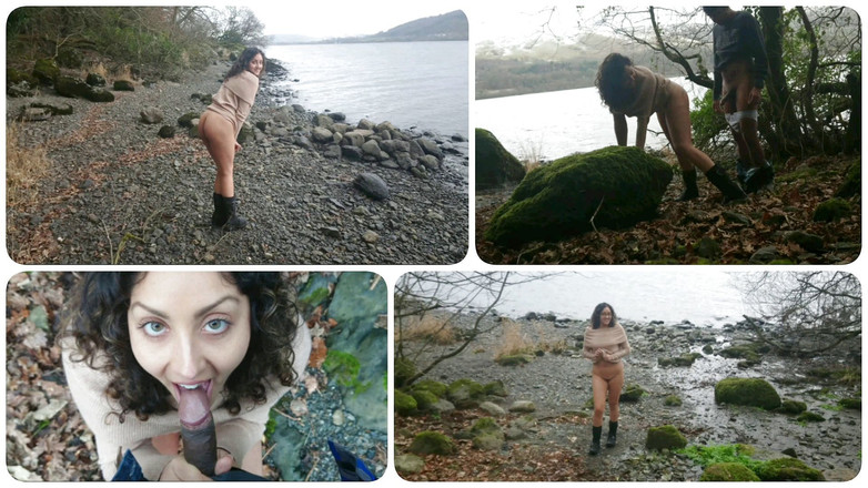 Big Ass Latina: Молодичка блимає, пестить себе пальцями і трахається біля озера, секс ексгібіціоніста на відкритому повітрі