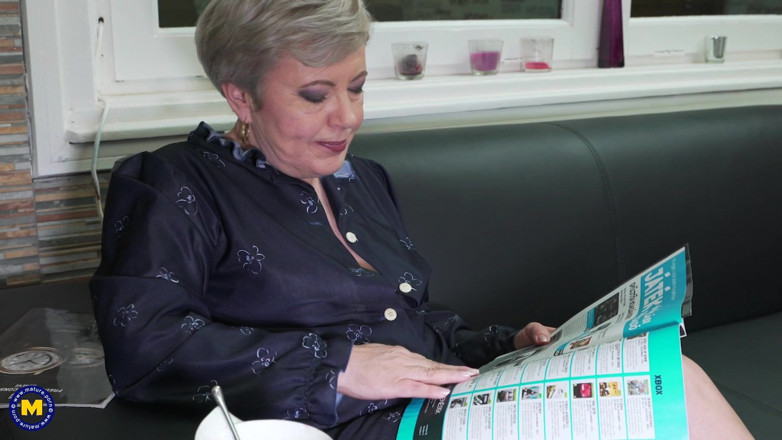 Mature Solo NL: Horny Old Granny Ursula Grande Touches Herself on the Sofa