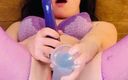 Submissive Miss BDSM &amp; Uk Girl Fun: Sub Bunny Girl Orgasm with Buttplug, Gigantic Dildo and Wand!