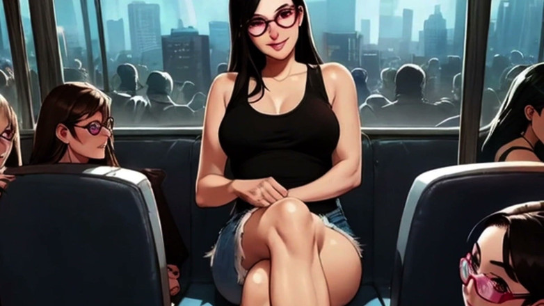 Spicy Toons: Lin gibt einen footjob im zug