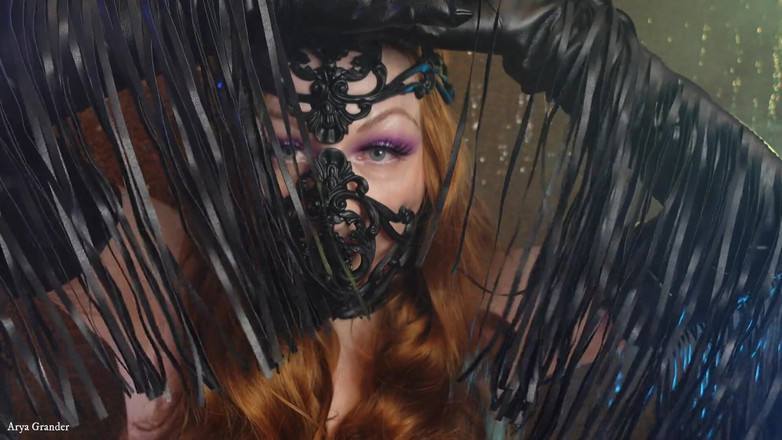 Arya Grander: Asmr Beautiful Arya Grander w lateksowej masce 3D ze skórzanymi rękawiczkami -...