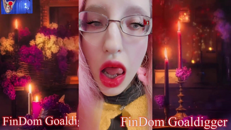 FinDom Goaldigger: Jerking off goof transformation for big red lips