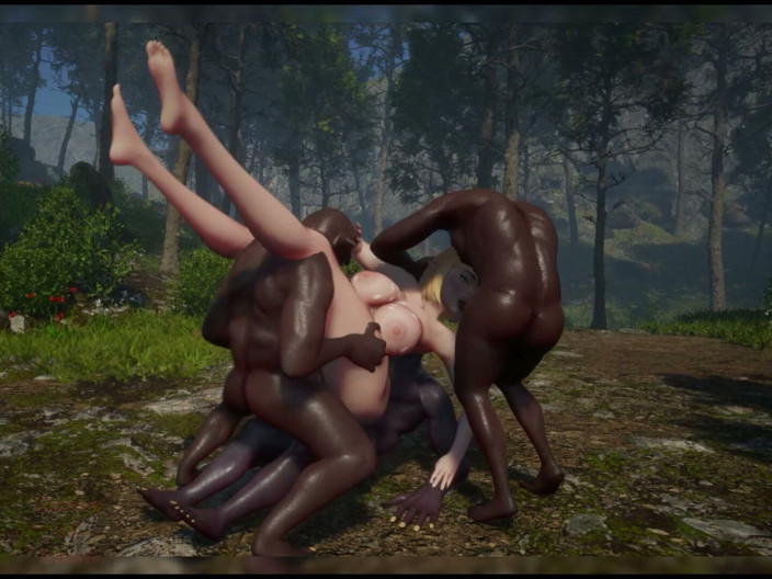 Game of Lust 3D: Gol 3D rondborstige non geneukt door 3 Goblins dubbele penetratie en diep...
