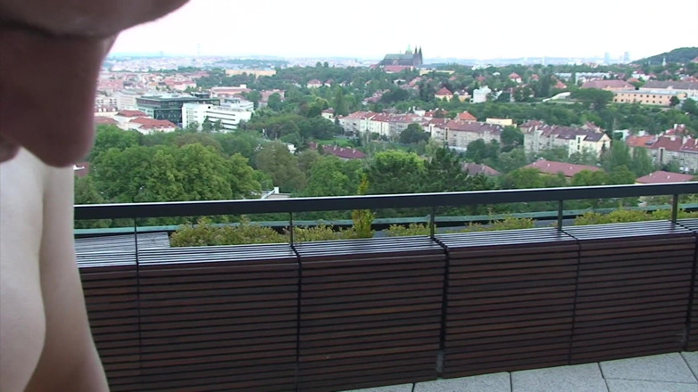 Cum Outdoor: Fucking stepsis on the balcony!