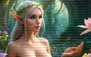 AI Girls: Beautiful Big Breasted Nude Elf Girl Examining a Rare Flower...