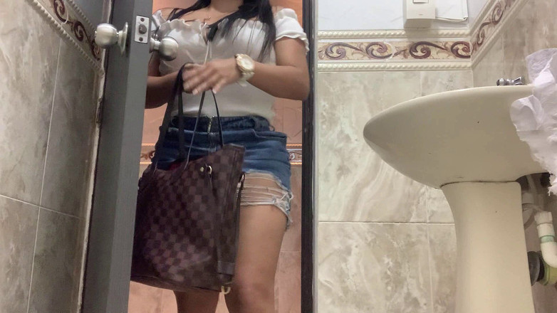 SENSESEX: Short Skirt in Public Toilet(sexy Latina)