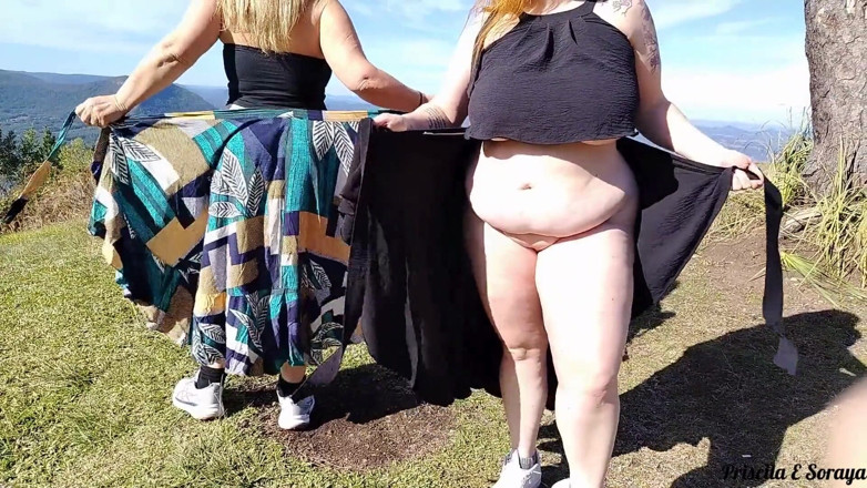 Priscila: Stepmom and Stepdaughter Showing off in Public in the Garden,...