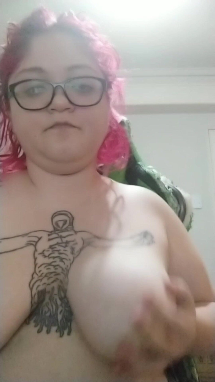 Aneris: Double Amputee Squeezes, Plays and Sucks Her Huge Tits