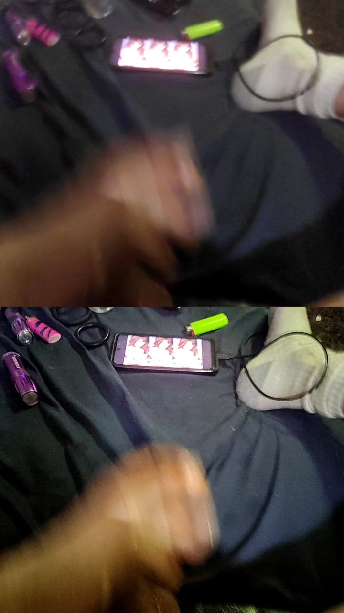 MRTHICK69: Masterbating with Cock Rings in Two Screens