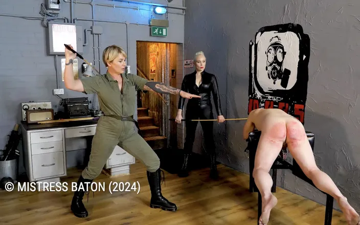 MistressBaton: Double Domme Judicial Caning with Slave P