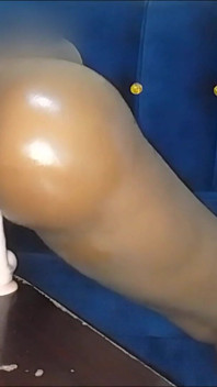 Caught Riding and Twerking on My White Cock Dildo