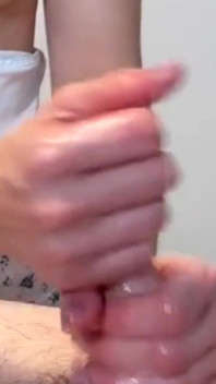 Skinny Brunette with Small Tits Offered Him a Handjob