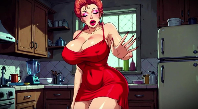 AI Porn: Stile classico del cartone animato donne nude in cucina