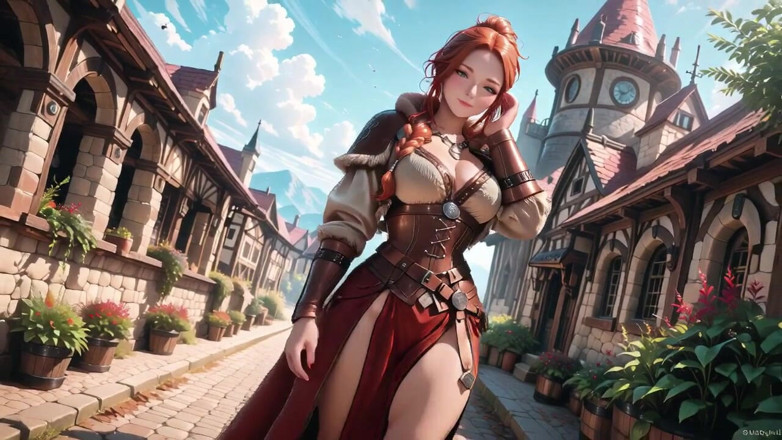 Tay Swift X: Illicit Leather Armor Seduction in Medieval Village. Cold Queen Unzips...
