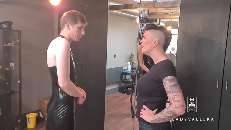 Lady Valeska: Fucked When Caught Wearing Girlfriends Latex Dress