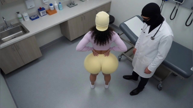 Animate golden: Petite Big Ass in Tight Yellow Shorts and Yellow Thong