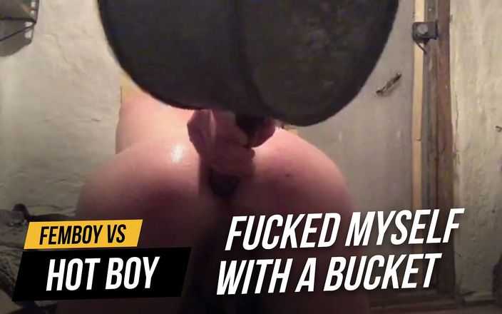 Femboy vs hot boy: Fucked himself with a bucket in the bath!