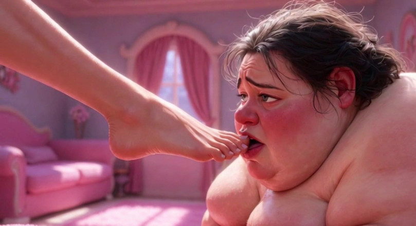 Anime Hentai: Ugly Fat SSBBW Humiliated Licking Beautiful Woman's Feet