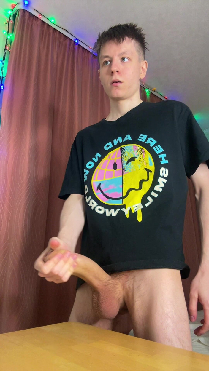 Morflot24: Skinny Twink Student Making a Huge Messy Cum Puddle