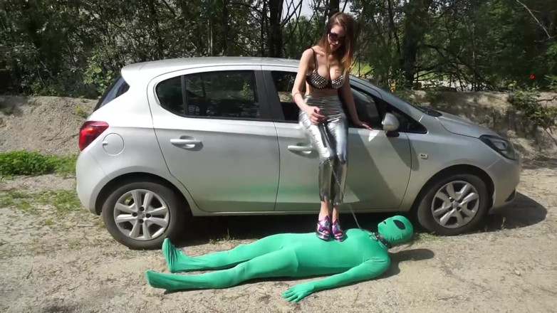 Lady Mesmeratrix Official: Suited slave gets punished outdoor from femdom chick