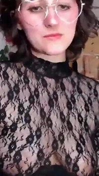 Brunette in Sexy Tight Lace Top