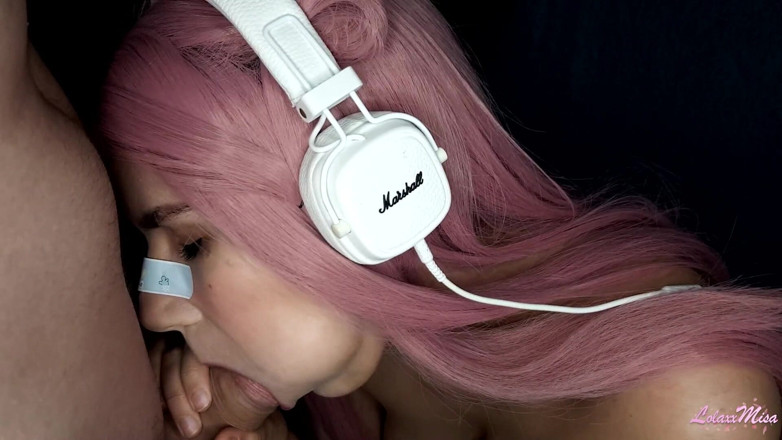 Mad And Lola: Gamer girl sucks dick deep and gets cumshot on tits