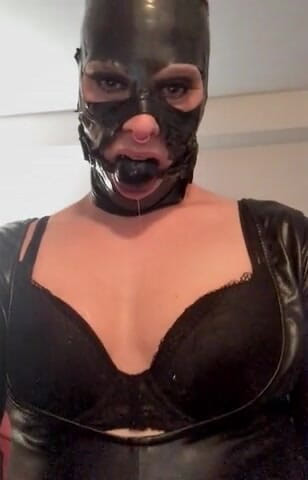 Sabrina Sissy: Sabrina sissy fetish latex mask and gag ball