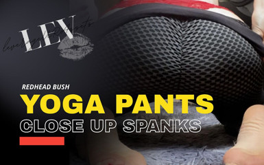 Leverageurassets: Pantalones de yoga, tanga roja, azotes de cerca, masturbación - vertical - 119