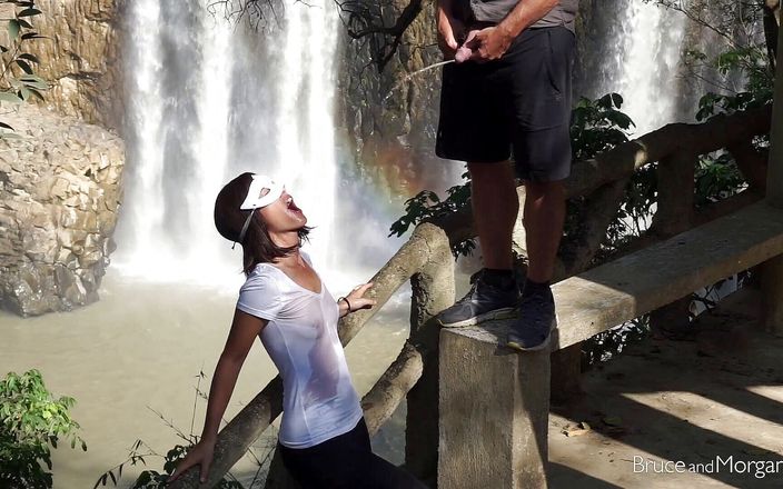 Bruce and Morgan: So much piss and cum at the waterfall