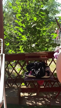 Nude outside , laundry , hairy girl