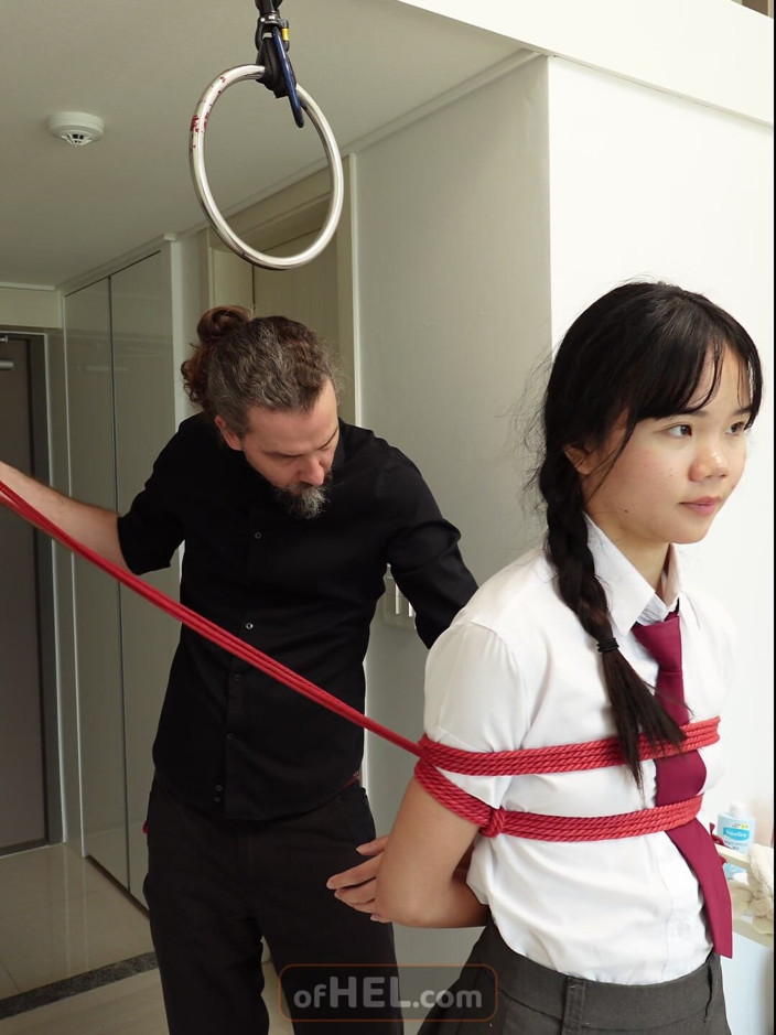 Girls of Hel: Asian Schoolgirl - Tied up and Suspended and Made to Orgasm