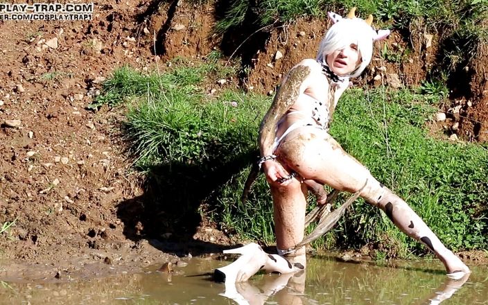 Cosplay Trap: Messy trappy cow in the mud