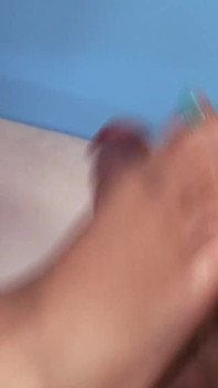 Big ebony lady serving his cock with her tits