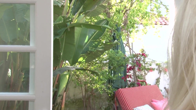 Lesbian Desire: Blonde babe Alana Evans comforts her neighbor
