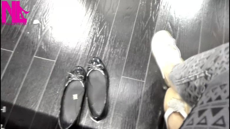 Nyllady: Shoeplay and Dangling in Cute White Flip Flops in a...