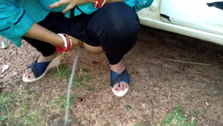 QueenSonali: Indisch stel neukt in het bos buiten de auto