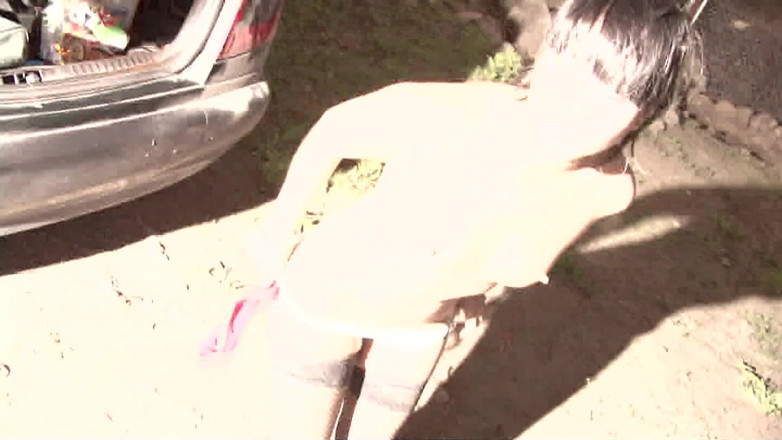 Thot Factory: Young Latina strip naked and masturbate outside