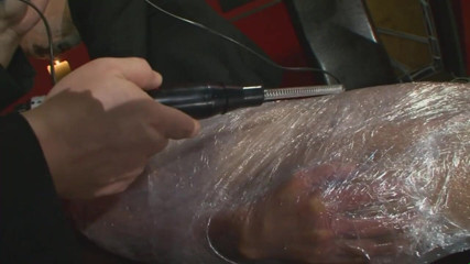 Absolute BDSM films - The original: Dominating leg shackles wrapped in foil